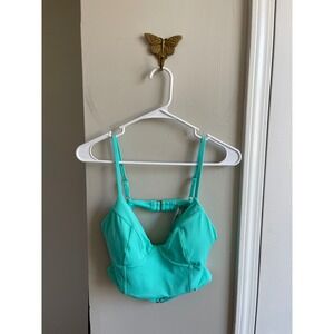 Victoria's Secret Blue Longline V-Neck Bikini Set Size Large Cheeky Swim